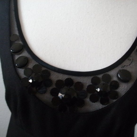 Rebecca Taylor Size 2 Beaded Black Mini Dress Zipper In Back U Shape Ne… - Picture 4 of 7
